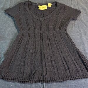 Navy Cable Knit Sweater Shirt